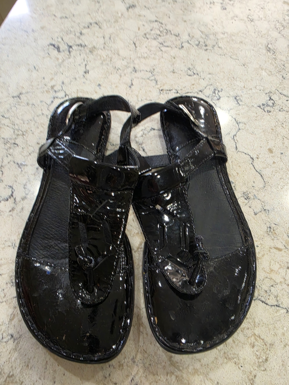 Black Patent Leather Sandals